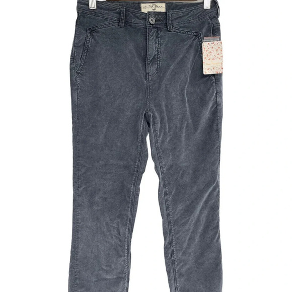 Free People Women's Fine Line Straight Leg Crop Jeans Black Corduroy Size 2 - Picture 3 of 10